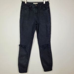 PACSUN DENIM BLACK SKINNY DISTRESSED HIGH RISE JEANS SIZE 25